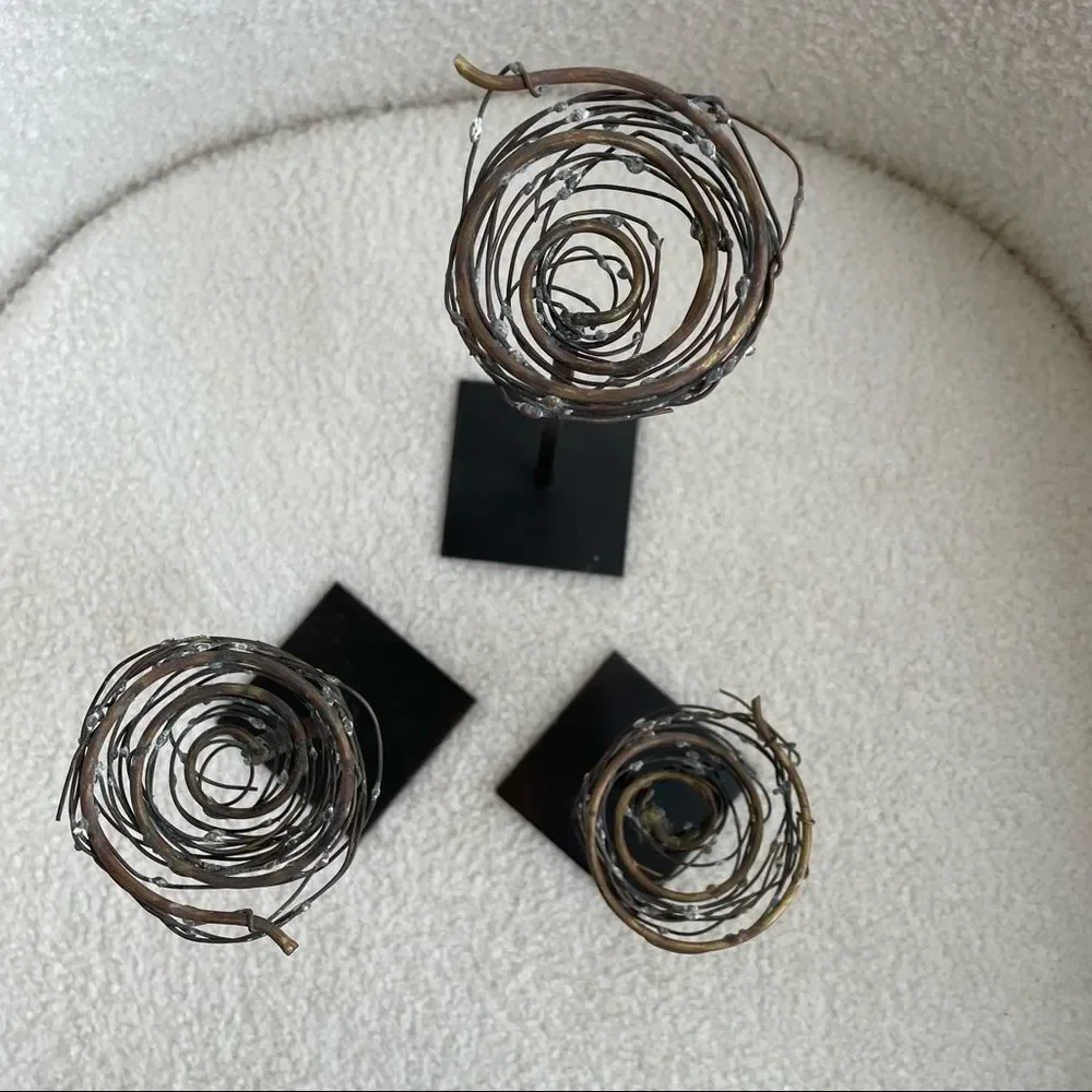 Set of 3 Tiered Wire Spun Candle Holders Votive Tea Light Size